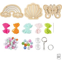 Mini DIY Kit Broderi, Sommerfugl, musling, regnbue, ass. farver, 1 pk.