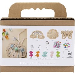 Mini DIY Kit Broderi, Sommerfugl, musling, regnbue, ass. farver, 1 pk.