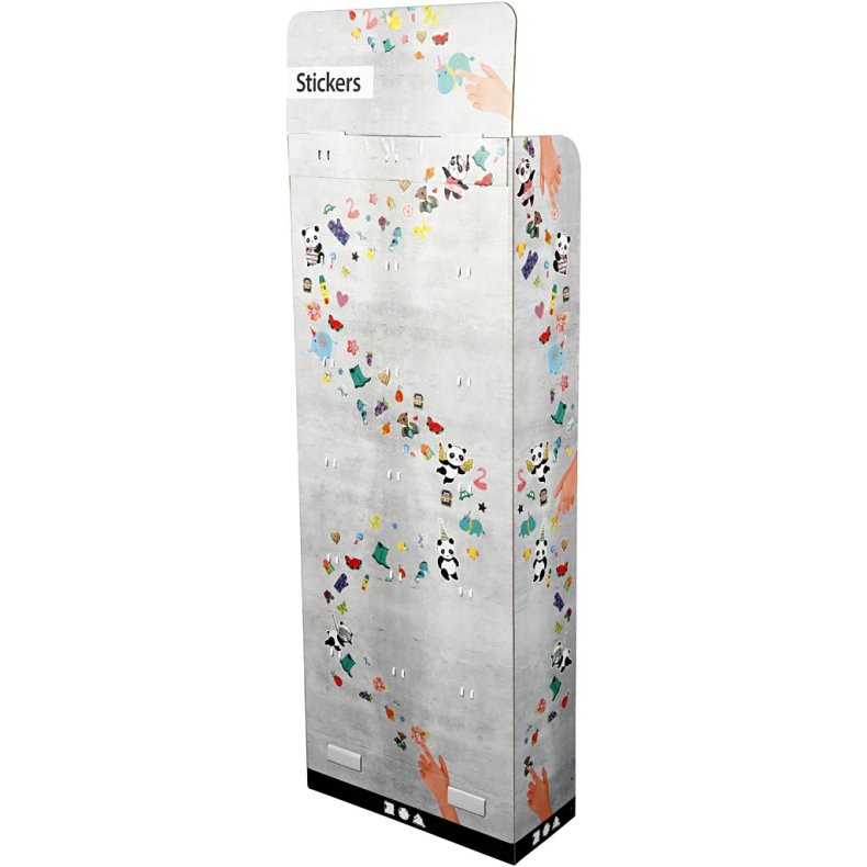 Gulvdisplay med stickers, H: 1500 mm, D: 250 mm, B: 580 mm, 432 enh./ 1 pk.