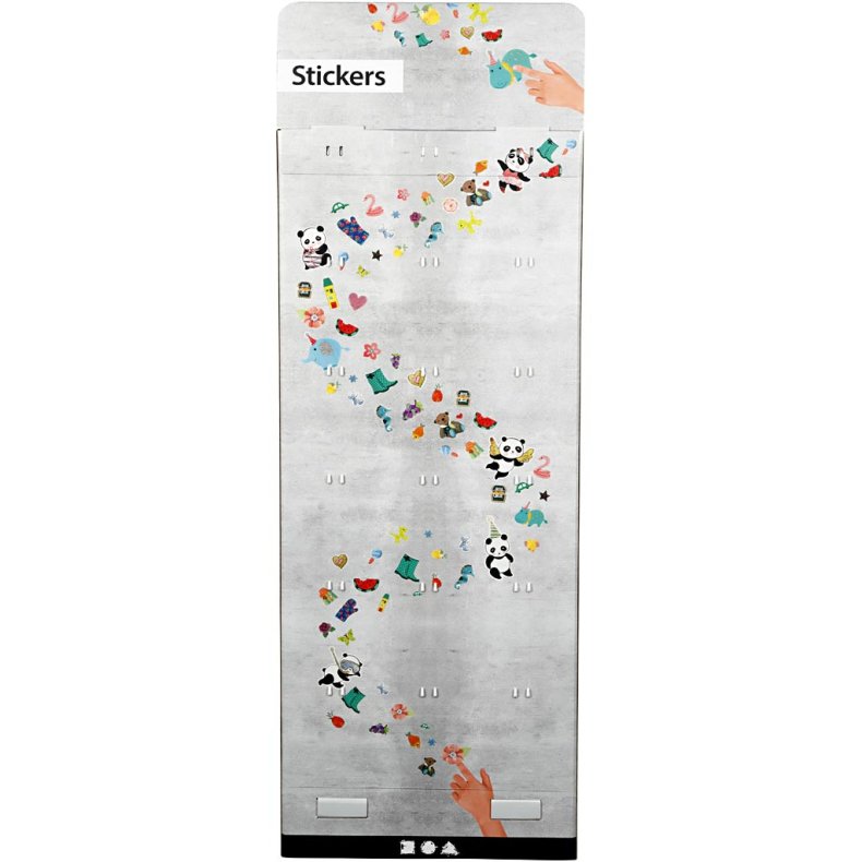 Gulvdisplay med stickers, H: 1500 mm, D: 250 mm, B: 580 mm, 432 enh./ 1 pk.