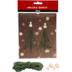 Mini DIY Kit Macram&eacute;, macram&eacute; juletr&aelig;, H: 11 cm, 1 pk.