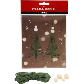 Mini DIY Kit Macram&eacute;, macram&eacute; juletr&aelig;, H: 11 cm, 1 pk.