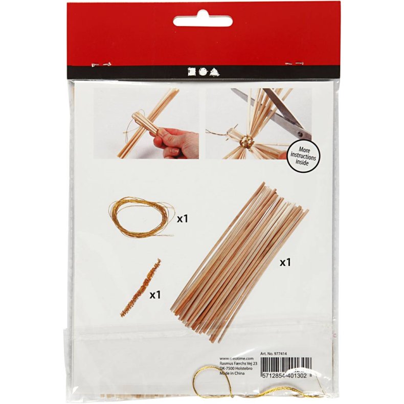 Mini DIY Kit, engel i halm, H: 8 cm, 1 pk.