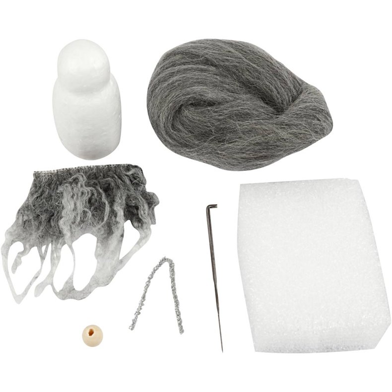 Mini DIY Kit, N&aelig;senisse, H: 13 cm, gr&aring; melange, 1 pk.