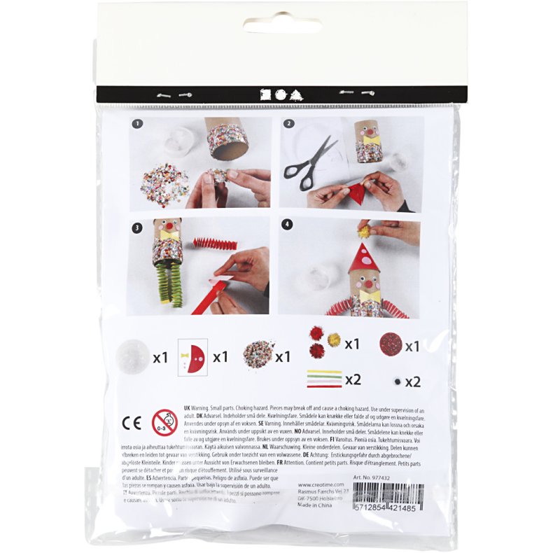 Mini DIY Kit, Toiletrulle klovn, 1 pk.