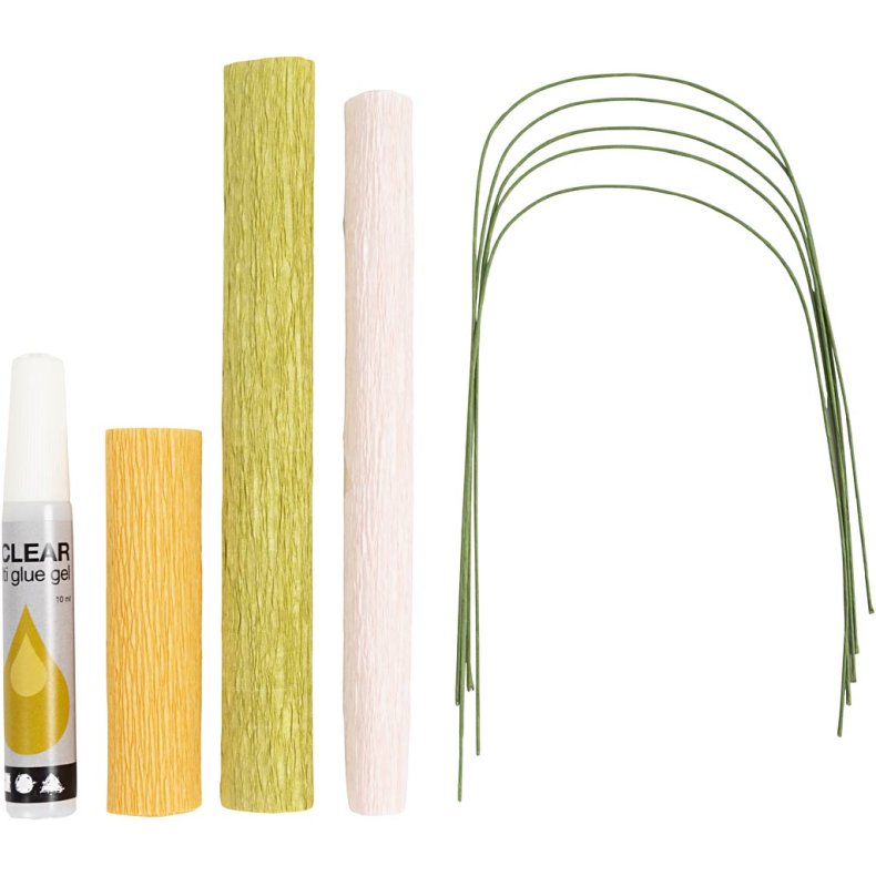 Mini DIY Kit Crepepapir, Kirseb&aelig;rgren, Str&aelig;k/crepe: 180%, 1 pk.