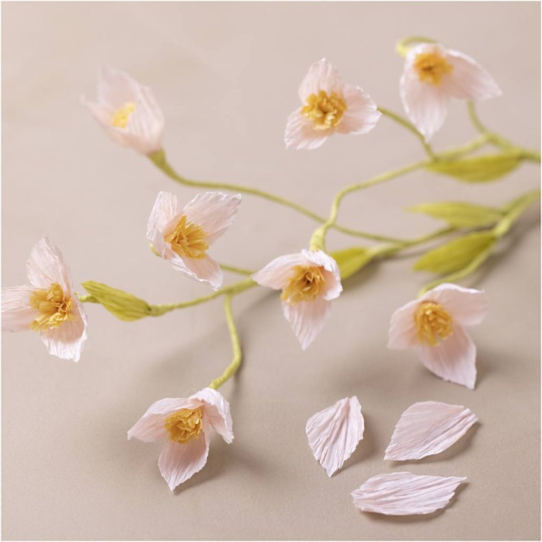 Mini DIY Kit Crepepapir, Kirseb&aelig;rgren, Str&aelig;k/crepe: 180%, 1 pk.