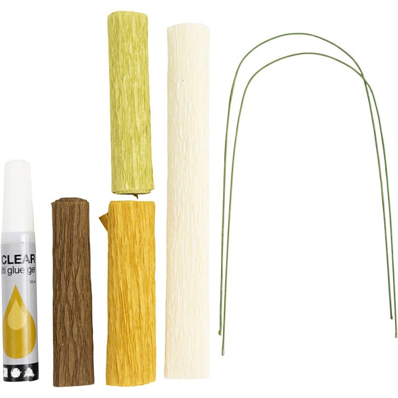 Mini DIY Kit Crepepapir, Magnoliagren, Str&aelig;k/crepe: 180%, 1 pk.