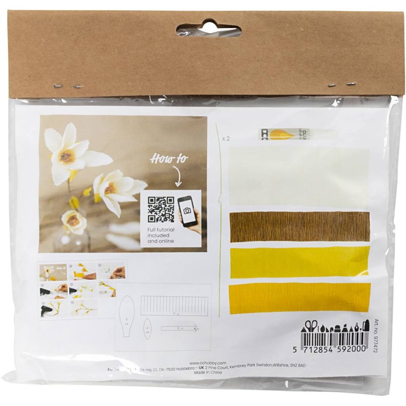 Mini DIY Kit Crepepapir, Magnoliagren, Str&aelig;k/crepe: 180%, 1 pk.