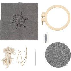 Mini DIY Kit Broderi, Snefnug, gr&aring;, 1 pk.