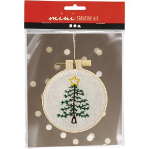 Mini DIY Kit Broderi, Juletr&aelig;, 1 pk.