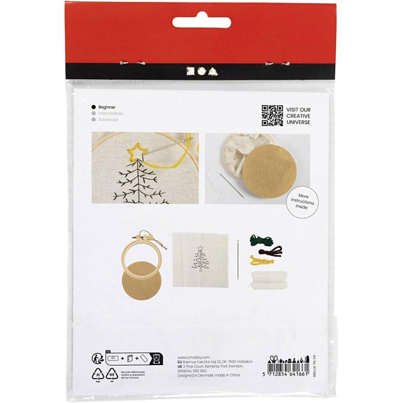 Mini DIY Kit Broderi, Juletr&aelig;, 1 pk.