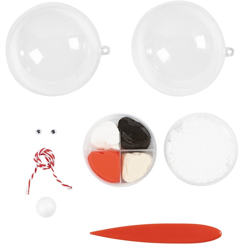 Mini DIY Kit Modellering, Julemand, r&oslash;d/hvid, 1 pk.