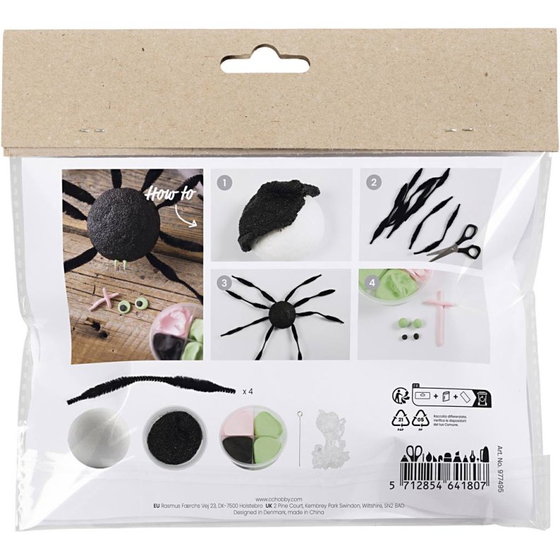 Mini DIY Kit Modellering, Edderkop, 1 pk.