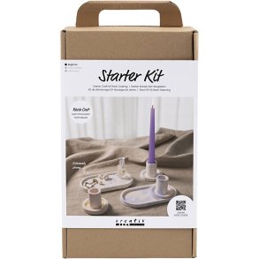 Start DIY Kit Resin Støbning, 3 lysestager og 2 fade, blå, lys pink, hvid, 1 pk.