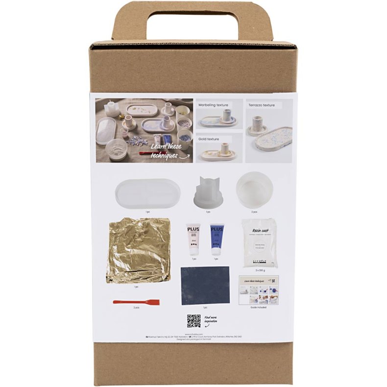 Start DIY Kit Resin St&oslash;bning, 3 lysestager og 2 fade, bl&aring;, lys pink, hvid, 1 pk.