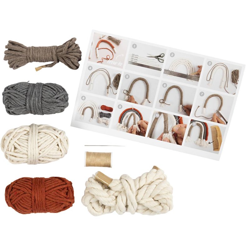 Mini DIY Kit Macram&eacute;, Regnbue, 1 pk.