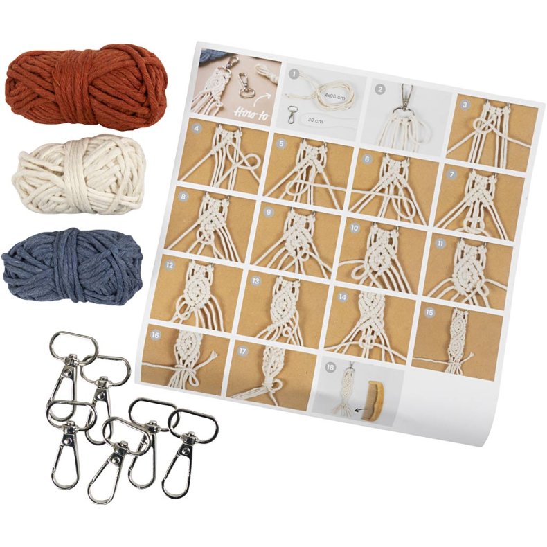 Mini DIY Kit Macram&eacute;, N&oslash;glering, 1 pk.