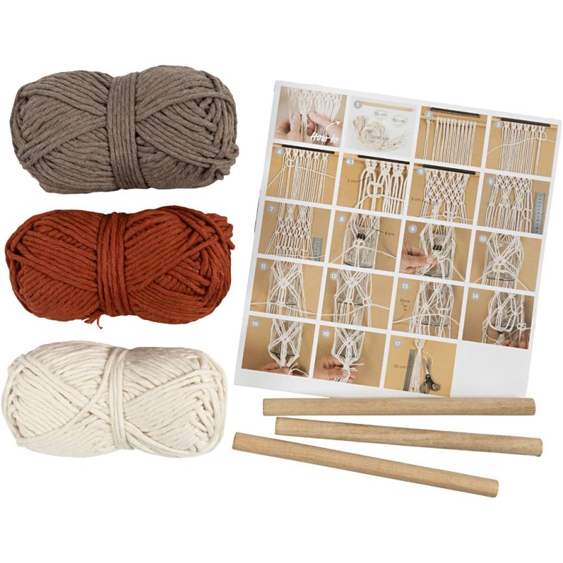 DIY Kit Macram&eacute;, Blomsteroph&aelig;ng, 1 pk.
