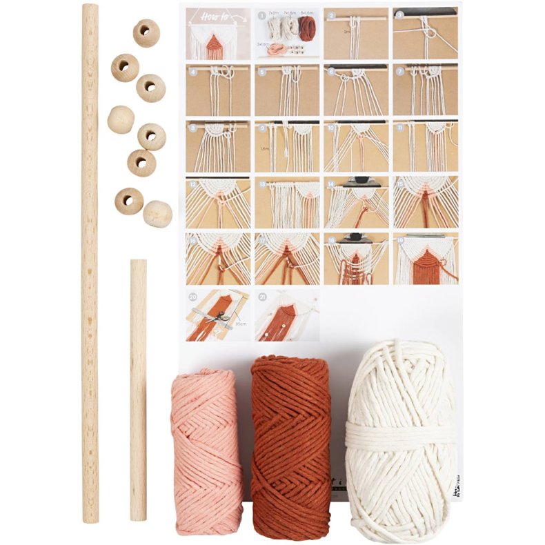DIY Kit Macram&eacute;, V&aelig;gdekoration, 1 pk.