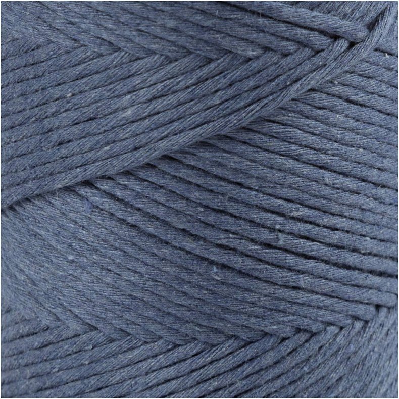 Macram&eacute; Snor, L: 198 M, diam. 2 mm, bl&aring;, 330 g/ 1 rl.