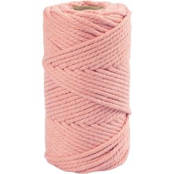 Macram&eacute; reb, L: 55 M, diam. 4 mm, rosa, 330 g/ 1 rl.
