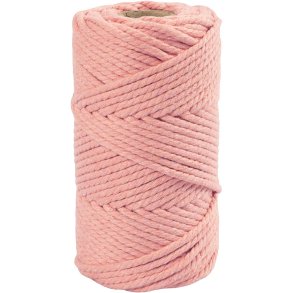 Macramé reb, L: 55 M, diam. 4 mm, rosa, 330 g/ 1 rl.
