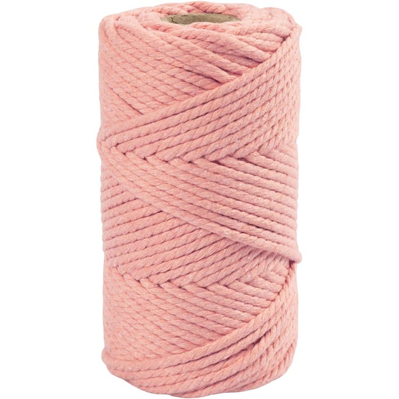 Macram&eacute; reb, L: 55 m, diam. 4 mm, rosa, 330g/ 1 rl.