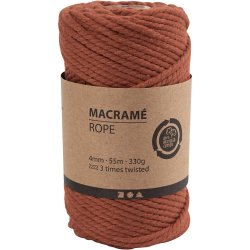 Macram&eacute; reb, L: 55 M, diam. 4 mm, br&aelig;ndt orange, 330 g/ 1 rl.