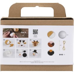 Mini DIY Kit Julekugler, Rensdyr og snemand, 1 pk.