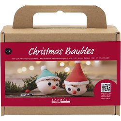 Mini DIY Kit Julekugler, R&oslash;d og gr&oslash;n nisse, 1 pk.
