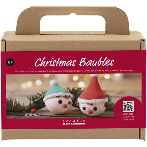 Mini DIY Kit Julekugler, Rød og grøn nisse, 1 pk.