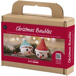 Mini DIY Kit Julekugler, R&oslash;d og gr&oslash;n nisse, 1 pk.