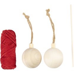 DIY Kit Julekugler, Macram&eacute;, juler&oslash;d, 1 pk.