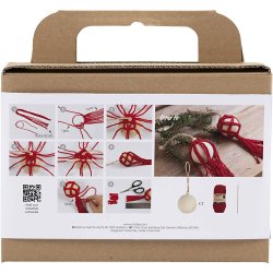 DIY Kit Julekugler, Macram&eacute;, juler&oslash;d, 1 pk.