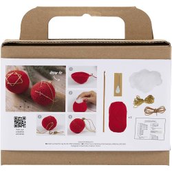 DIY Kit H&aelig;kle, Julekugler, r&oslash;d, 1 pk.