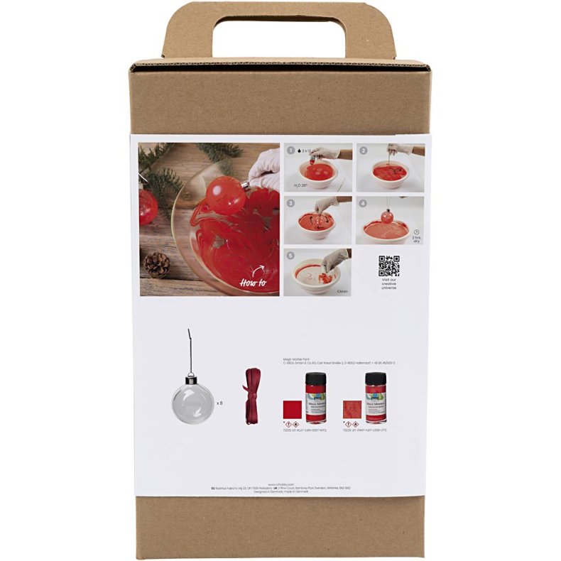DIY Kit Julekugler, Marmorering, 1 pk.
