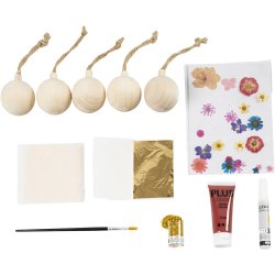 DIY Kit Decoupage, T&oslash;rrede blomster, juler&oslash;d, 1 pk.