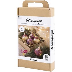 DIY Kit Decoupage, T&oslash;rrede blomster, juler&oslash;d, 1 pk.
