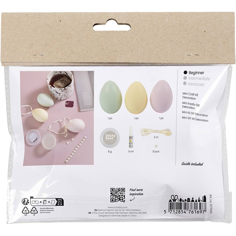 Mini DIY Kit Dekoration, &AElig;g, pastelfarver, 1 pk.