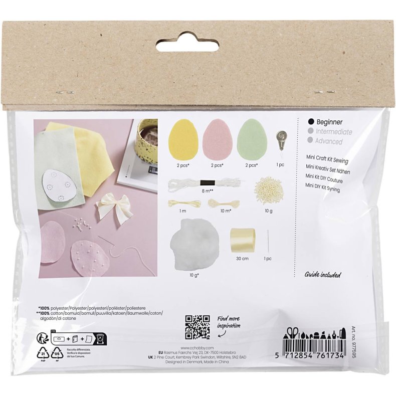 Mini DIY Kit Syning, P&aring;ske&aelig;g, pastelfarver, 1 pk.