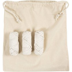 DIY Kit Macram&eacute;, Taske, hvid, 1 pk.