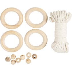 Mini DIY Kit Macram&eacute;, Servietring, off white, 1 pk.