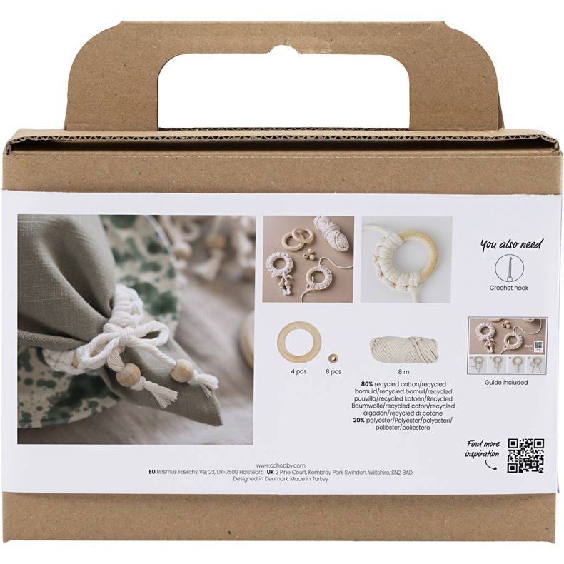 Mini DIY Kit Macram&eacute;, Servietring, off white, 1 pk.