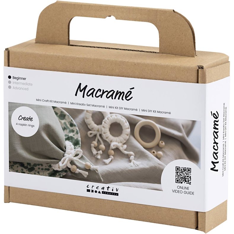 Mini DIY Kit Macram&eacute;, Servietring, off white, 1 pk.