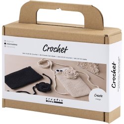 Mini DIY Kit H&aelig;kle, Taske med rose, 1 pk.