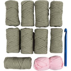 DIY Kit H&aelig;kle, Chunky taske, olivengr&oslash;n, 1 pk.