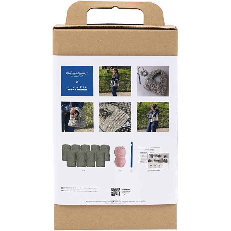 DIY Kit H&aelig;kle, Chunky taske, olivengr&oslash;n, 1 pk.