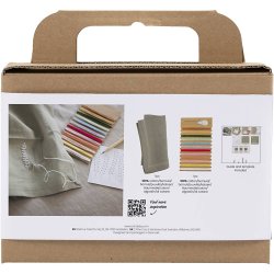 Mini DIY Kit Broderi, Serviet, st&oslash;vet gr&oslash;n, 1 pk.