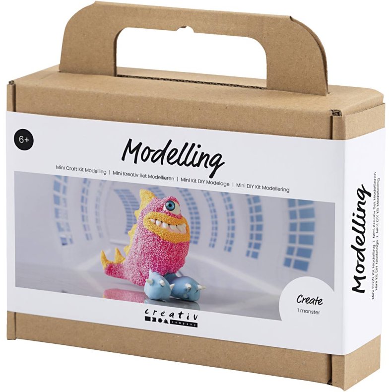 Mini DIY Kit Modellering, Monster Freddy, pink neon, 1 pk.